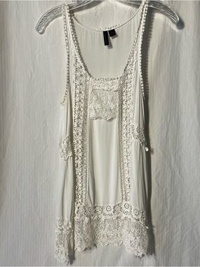 Full Tilt White Crochet Trim Tank Top/tunic